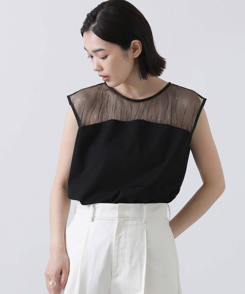 Gready Brilliant（グレディブリリアン）の「ラメチュールヨークカットソー（Tシャツ/カットソー・レディース・ブラック/キャメル・38）」の10枚目の写真