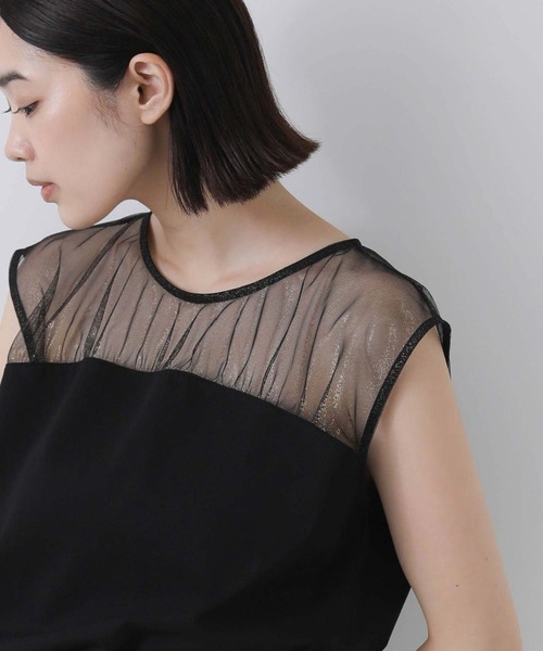 Gready Brilliant（グレディブリリアン）の「ラメチュールヨークカットソー（Tシャツ/カットソー・レディース・ブラック/キャメル・38）」の11枚目の写真