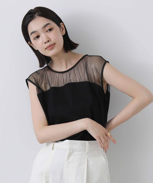 Gready Brilliant（グレディブリリアン）の「ラメチュールヨークカットソー（Tシャツ/カットソー・レディース・ブラック/キャメル・38）」の12枚目の写真