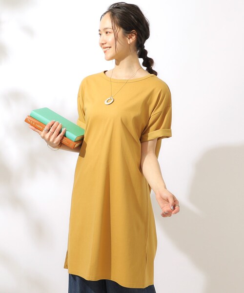 SHOO・LA・RUE（シューラルー）の「◆【汗ジミ防止/UV】夏も好きな色を着よう 欲ばりチュニックワンピース（チュニック・レディース・マスタード/ホワイト/チャコールグレー・02/03/04）」の3枚目の写真
