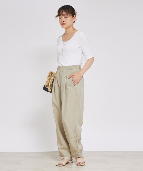 qualite scape（カリテ スケープ）の「ランダムテレコTシャツ（Tシャツ/カットソー・レディース・ブラック/ライトグレー/ホワイト/ライム・フリー）」の5枚目の写真