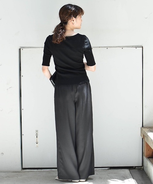 qualite scape（カリテ スケープ）の「ランダムテレコTシャツ（Tシャツ/カットソー・レディース・ブラック/ライトグレー/ホワイト/ライム・フリー）」の13枚目の写真