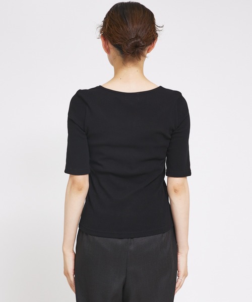 qualite scape（カリテ スケープ）の「ランダムテレコTシャツ（Tシャツ/カットソー・レディース・ブラック/ライトグレー/ホワイト/ライム・フリー）」の15枚目の写真