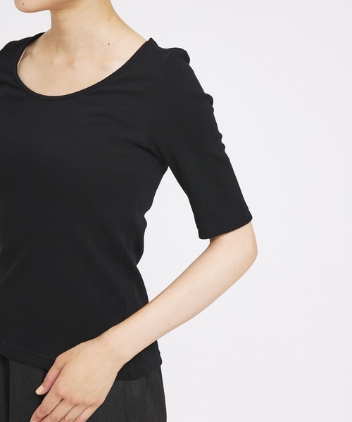 qualite scape（カリテ スケープ）の「ランダムテレコTシャツ（Tシャツ/カットソー・レディース・ブラック/ライトグレー/ホワイト/ライム・フリー）」の17枚目の写真