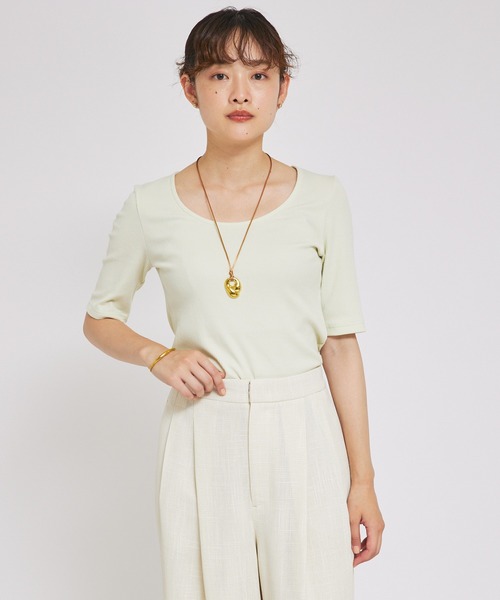 qualite scape（カリテ スケープ）の「ランダムテレコTシャツ（Tシャツ/カットソー・レディース・ブラック/ライトグレー/ホワイト/ライム・フリー）」の20枚目の写真