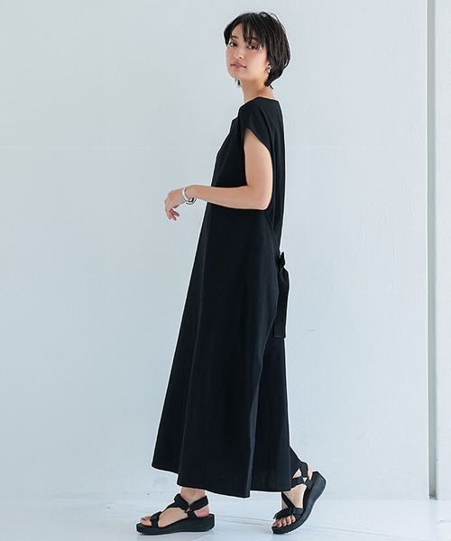 itto...(イット)の「リボンをキュッと結んで完成。綿100%2WAYエプロンワンピース(ワンピース・レディース・ブラック/ネイビー/カーキ/ラベンダー/モカ・M)」の17枚目の写真