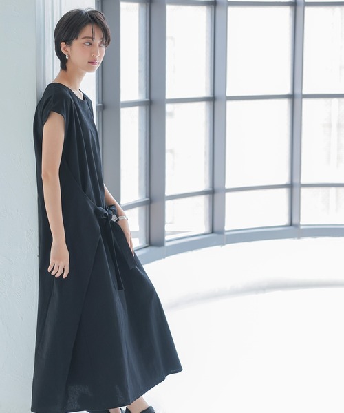 itto...(イット)の「リボンをキュッと結んで完成。綿100%2WAYエプロンワンピース(ワンピース・レディース・ブラック/ネイビー/カーキ/ラベンダー/モカ・M)」の19枚目の写真