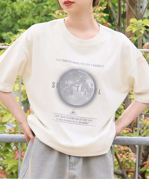 tiptop（ティップトップ）の「モノトーンプリントピグメントBIGTシャツ（Tシャツ/カットソー・レディース・ホワイト系その他/アイボリー/ブラック系その他2/ブラック系その他・FREE）」の3枚目の写真