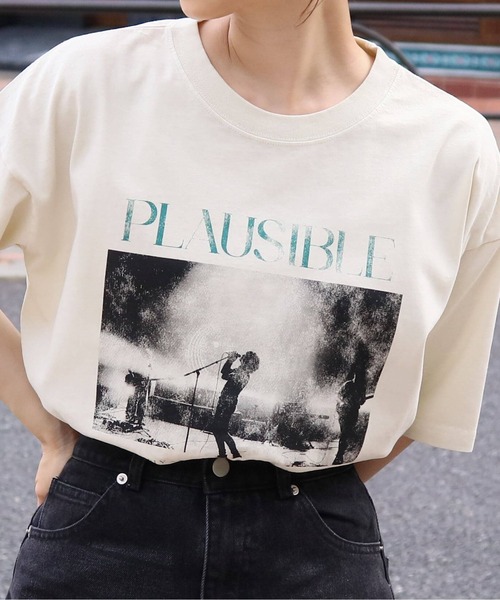 tiptop（ティップトップ）の「モノトーンプリントピグメントBIGTシャツ（Tシャツ/カットソー・レディース・ホワイト系その他/アイボリー/ブラック系その他2/ブラック系その他・FREE）」の2枚目の写真