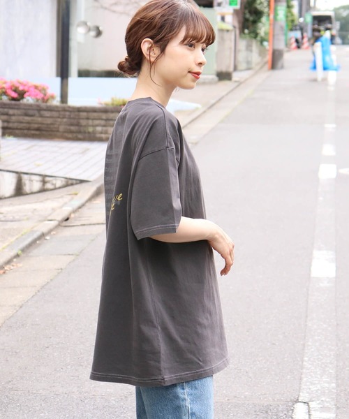 tiptop（ティップトップ）の「モノトーンプリントピグメントBIGTシャツ（Tシャツ/カットソー・レディース・ホワイト系その他/アイボリー/ブラック系その他2/ブラック系その他・FREE）」の8枚目の写真