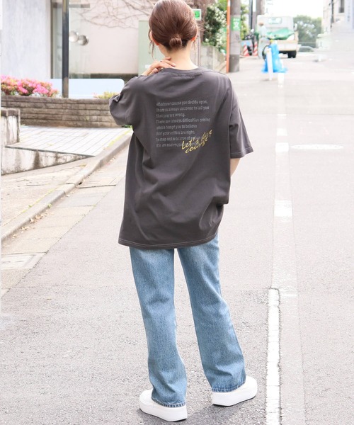 tiptop（ティップトップ）の「モノトーンプリントピグメントBIGTシャツ（Tシャツ/カットソー・レディース・ホワイト系その他/アイボリー/ブラック系その他2/ブラック系その他・FREE）」の6枚目の写真