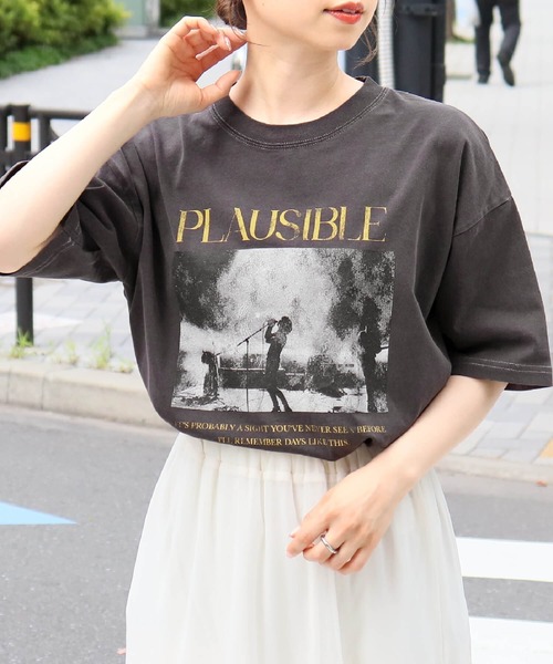 tiptop（ティップトップ）の「モノトーンプリントピグメントBIGTシャツ（Tシャツ/カットソー・レディース・ホワイト系その他/アイボリー/ブラック系その他2/ブラック系その他・FREE）」の22枚目の写真