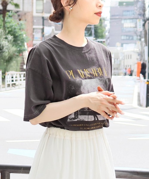 tiptop（ティップトップ）の「モノトーンプリントピグメントBIGTシャツ（Tシャツ/カットソー・レディース・ホワイト系その他/アイボリー/ブラック系その他2/ブラック系その他・FREE）」の20枚目の写真