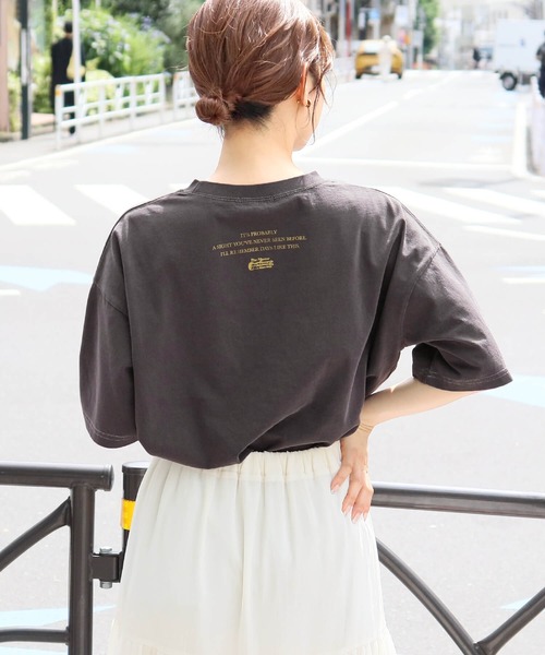 tiptop（ティップトップ）の「モノトーンプリントピグメントBIGTシャツ（Tシャツ/カットソー・レディース・ホワイト系その他/アイボリー/ブラック系その他2/ブラック系その他・FREE）」の19枚目の写真