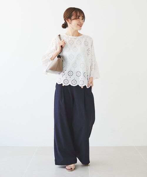 le.coeur blanc（ルクールブラン）の「カットワークレースフレアスリーブブラウス（シャツ/ブラウス・レディース・オフホワイト/マスタード/ブラック・38）」の10枚目の写真