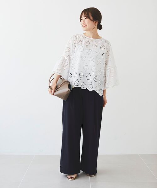 le.coeur blanc（ルクールブラン）の「カットワークレースフレアスリーブブラウス（シャツ/ブラウス・レディース・オフホワイト/マスタード/ブラック・38）」の11枚目の写真