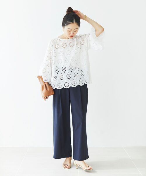 le.coeur blanc（ルクールブラン）の「カットワークレースフレアスリーブブラウス（シャツ/ブラウス・レディース・オフホワイト/マスタード/ブラック・38）」の13枚目の写真