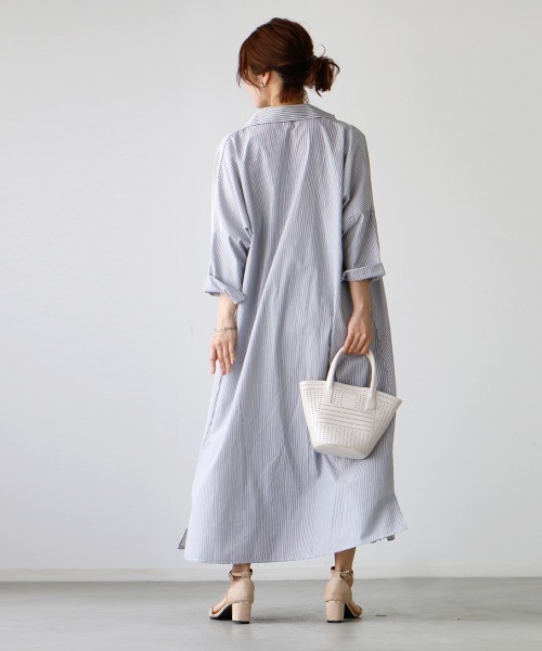 Ehre style(エーレスタイル)の「しっかりロング丈!ゆるシャツ3wayワンピース(シャツワンピース・レディース・ブラック/ブルー・FREE)」の15枚目の写真
