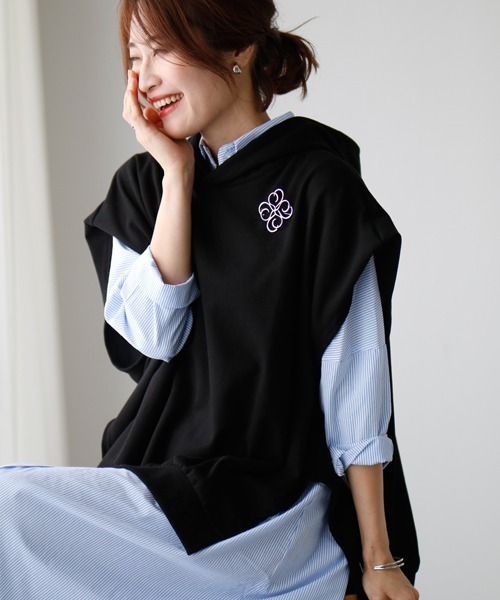 Ehre style(エーレスタイル)の「しっかりロング丈!ゆるシャツ3wayワンピース(シャツワンピース・レディース・ブラック/ブルー・FREE)」の11枚目の写真