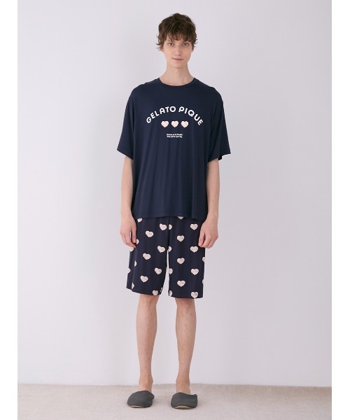 【GELATO PIQUE】接触冷感 UNISEXハートアイス柄ルームウェア gelato pique（ジェラートピケ）の「【接触冷感】【UNISEX】ワン