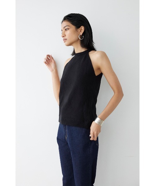 ALEXIA STAM(アリシアスタン)の「Halterneck Back Slit Knit Top /バックスリットタンクトップ(タンクトップ・レディース・グレー/ブラック/ホワイト・FREE)」の3枚目の写真