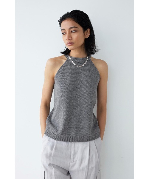 割引購入 Slit Back セール】Halterneck Knit /バックスリットタンク Top トップス