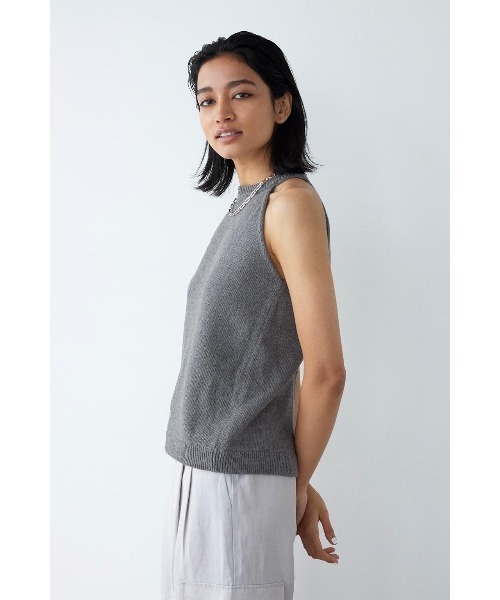 セール】Halterneck Back Slit Knit Top /バックスリットタンク