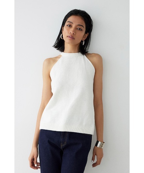 ALEXIA STAM(アリシアスタン)の「Halterneck Back Slit Knit Top /バックスリットタンクトップ(タンクトップ・レディース・グレー/ブラック/ホワイト・FREE)」の6枚目の写真