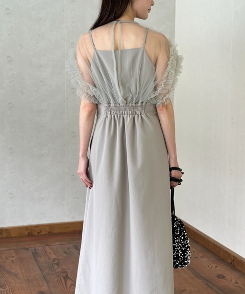 クレープクチュール フリルミニワンピース フリルチュール×ニットミニワンピースセットアップ[tu1030