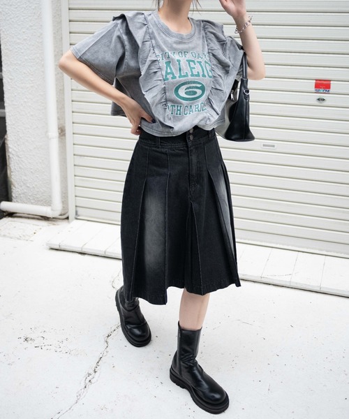 日本未入荷 CHUU★ヴィンテージウォッシュロゴTシャツ セール】WEGO/ヴィンテージウォッシュデザインT（Tシャツ