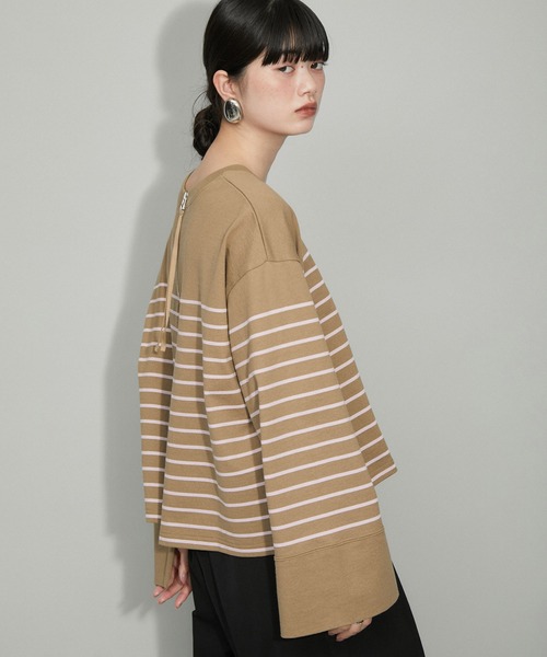 【美品】アダム エ ロペ　バスクボーダージップディテールロンT カットソー ADAM ET ROPÉ FEMME(アダム エ ロペ ファム) / 【WEB限定