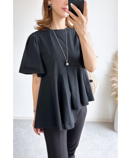 &. NOSTALGIA(アンドドットノスタルジア)の「【ZOZO限定】アシンメトリーヘムTシャツ(Tシャツ/カットソー・レディース・ホワイト/ブラック・M)」の21枚目の写真