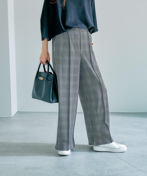Elura（エルーラ）の「＜レギュラー／低身長サイズ＞サマ見えチェックワイドパンツ/136583（その他パンツ・レディース・ブラック系その他・MEDIUM/LARGE/FREE(S)）」の3枚目の写真