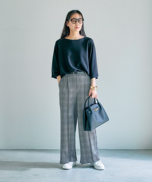 Elura（エルーラ）の「＜レギュラー／低身長サイズ＞サマ見えチェックワイドパンツ/136583（その他パンツ・レディース・ブラック系その他・MEDIUM/LARGE/FREE(S)）」の4枚目の写真