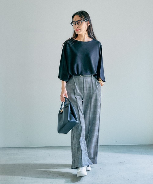 Elura（エルーラ）の「＜レギュラー／低身長サイズ＞サマ見えチェックワイドパンツ/136583（その他パンツ・レディース・ブラック系その他・MEDIUM/LARGE/FREE(S)）」の5枚目の写真