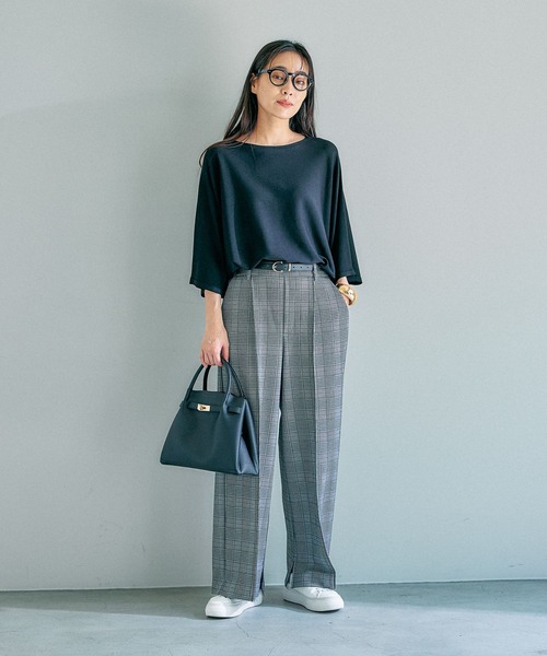 Elura（エルーラ）の「＜レギュラー／低身長サイズ＞サマ見えチェックワイドパンツ/136583（その他パンツ・レディース・ブラック系その他・MEDIUM/LARGE/FREE(S)）」の8枚目の写真