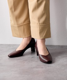極上品✨HIMIKO/ヒミコ　スクエアトゥ/低ヒール　パンプス　レザー/ラメ 卑弥呼 - 極美品パンプス 卑弥呼 スクエアトゥ HIMIKO グレー