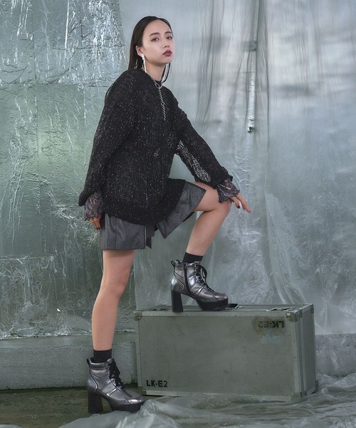 HARE（ハレ）の「2WAYシアーモヘヤニットプルオーバー(HARE)（ニット/セーター・レディース・ブラック/ネイビー・FREE）」の4枚目の写真