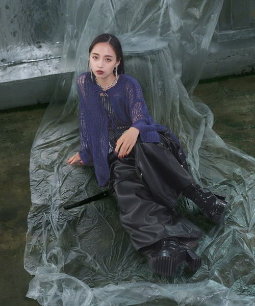 HARE（ハレ）の「2WAYシアーモヘヤニットプルオーバー(HARE)（ニット/セーター・レディース・ブラック/ネイビー・FREE）」の5枚目の写真