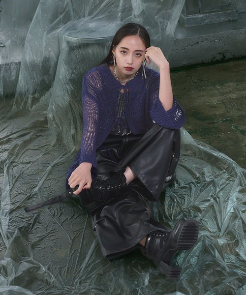 HARE（ハレ）の「2WAYシアーモヘヤニットプルオーバー(HARE)（ニット/セーター・レディース・ブラック/ネイビー・FREE）」の8枚目の写真