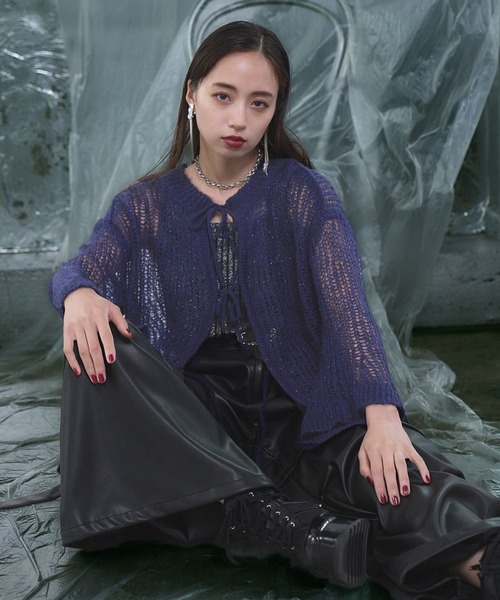 HARE（ハレ）の「2WAYシアーモヘヤニットプルオーバー(HARE)（ニット/セーター・レディース・ブラック/ネイビー・FREE）」の10枚目の写真