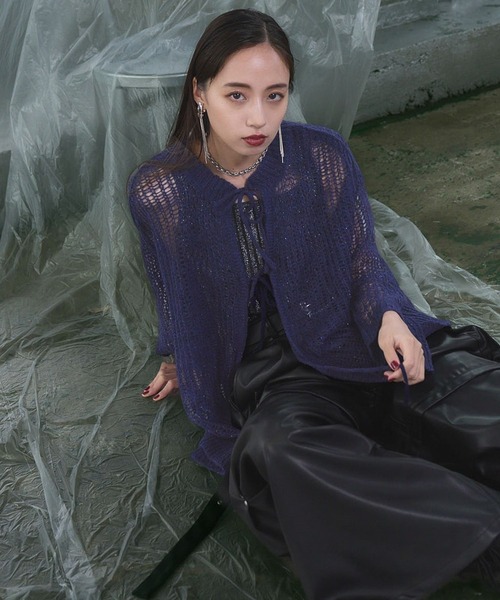 HARE（ハレ）の「2WAYシアーモヘヤニットプルオーバー(HARE)（ニット/セーター・レディース・ブラック/ネイビー・FREE）」の11枚目の写真