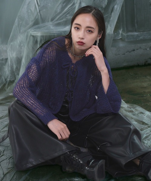 HARE（ハレ）の「2WAYシアーモヘヤニットプルオーバー(HARE)（ニット/セーター・レディース・ブラック/ネイビー・FREE）」の12枚目の写真