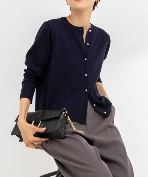 【セール】《手洗い可能》ウール100%クルーネックカーディガン（カーディガン/ボレロ）｜NOLLEY'S Sophi（ノーリーズソフィ）