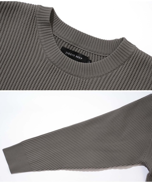 jiggys shop(ジギーズショップ)の「パフカルウォッシャブルワッフルクルーネック畦編みニットセーター(ニット/セーター・メンズ・ブルー系その他/ホワイト/チャコールグレー/ブラック/グレー系その他・SMALL/MEDIUM/LARGE/X-LARGE)」の11枚目の写真