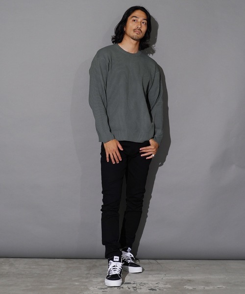 jiggys shop(ジギーズショップ)の「パフカルウォッシャブルワッフルクルーネック畦編みニットセーター(ニット/セーター・メンズ・ブルー系その他/ホワイト/チャコールグレー/ブラック/グレー系その他・SMALL/MEDIUM/LARGE/X-LARGE)」の14枚目の写真