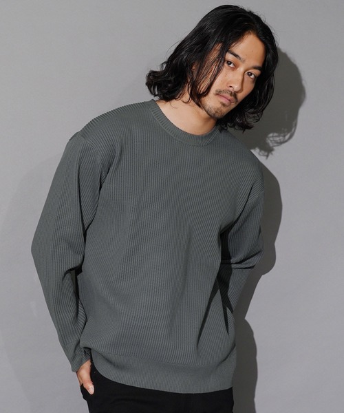 jiggys shop(ジギーズショップ)の「パフカルウォッシャブルワッフルクルーネック畦編みニットセーター(ニット/セーター・メンズ・ブルー系その他/ホワイト/チャコールグレー/ブラック/グレー系その他・SMALL/MEDIUM/LARGE/X-LARGE)」の22枚目の写真