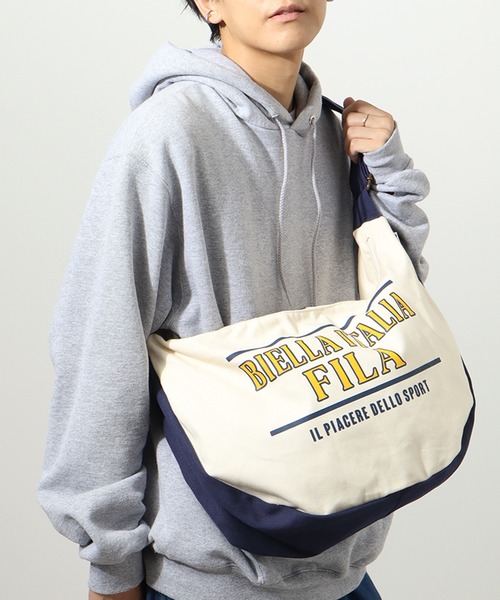 FILA（フィラ）の「【FILA/フィラ】 ラウンド キャンバス ビッグショルダー バッグ（ショルダーバッグ・メンズ・ネイビー/オフホワイト/ブラック・FREE）」の10枚目の写真