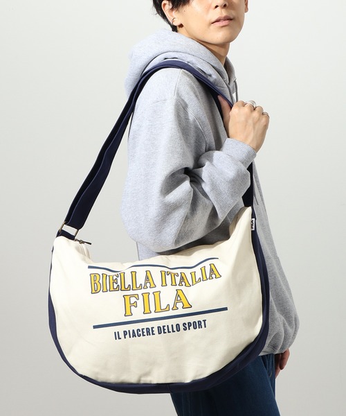 FILA（フィラ）の「【FILA/フィラ】 ラウンド キャンバス ビッグショルダー バッグ（ショルダーバッグ・メンズ・ネイビー/オフホワイト/ブラック・FREE）」の11枚目の写真