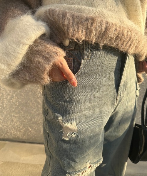 nemne store(ネンネストア)の「ダメージデニムパンツ(デニムパンツ・レディース・ブルー/ブラック・MEDIUM/SMALL)」の10枚目の写真